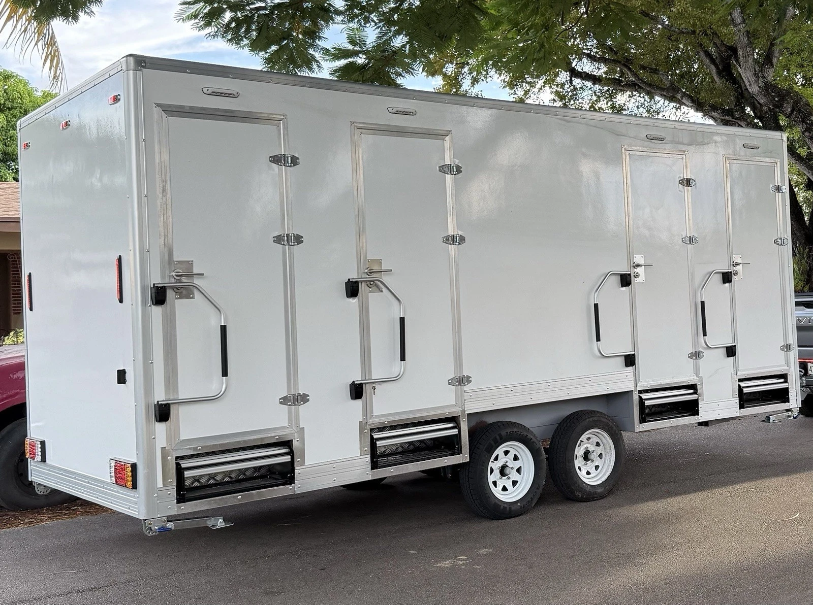 Restroom trailer delivered for a private party
